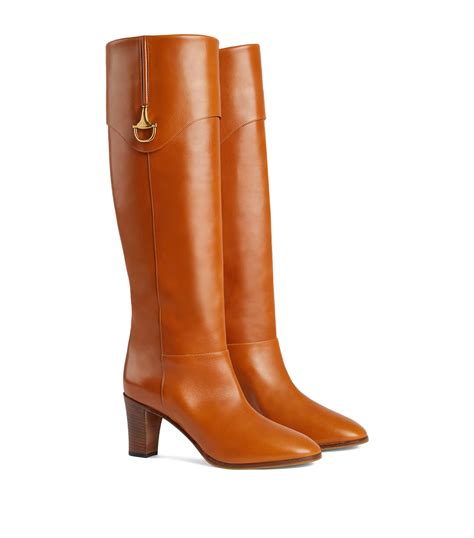 gucci brown booties|Gucci horsebit knee high boots.